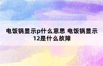 电饭锅显示p什么意思 电饭锅显示12是什么故障